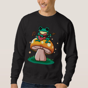 Sudadera Rana japonesa linda tocando banjo de guitarra en u