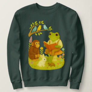 Sudadera Rana leyendo en hongo Historia antigua del bosque