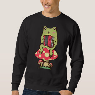 Sudadera Rana Sobre Un Acordeador De Acordeón De Setas