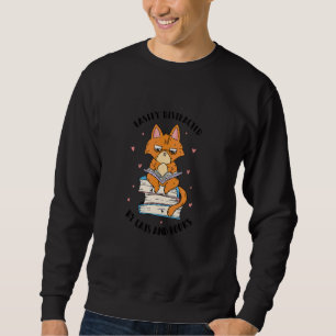 Sudadera Rara diversión de gatos y libros de fácil distracc