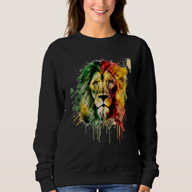 Sudadera Rasta Lion Rastafari Watercolor Reggae & Jamaica V (Anverso)