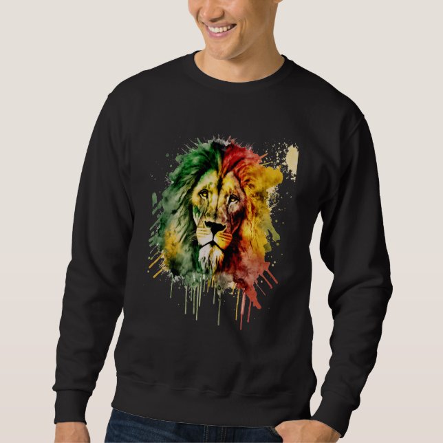 Sudadera Rasta Lion Rastafari Watercolor Reggae & Jamaica V (Anverso)