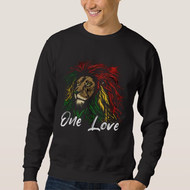 Sudadera Rasta Reggae Lion Of Judah Rastafari Roots Hippie  (Anverso)