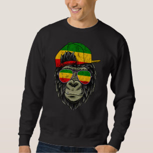 Sudadera Rasta Reggae Mono Gorila Hippie Rastafari Raíz ras