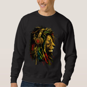 Sudadera Rasta Reggae Music Auriculares León del Orgullo Ja