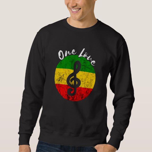 Sudadera Rasta Reggae Rastafari Raots Music Note One Love H (Anverso)