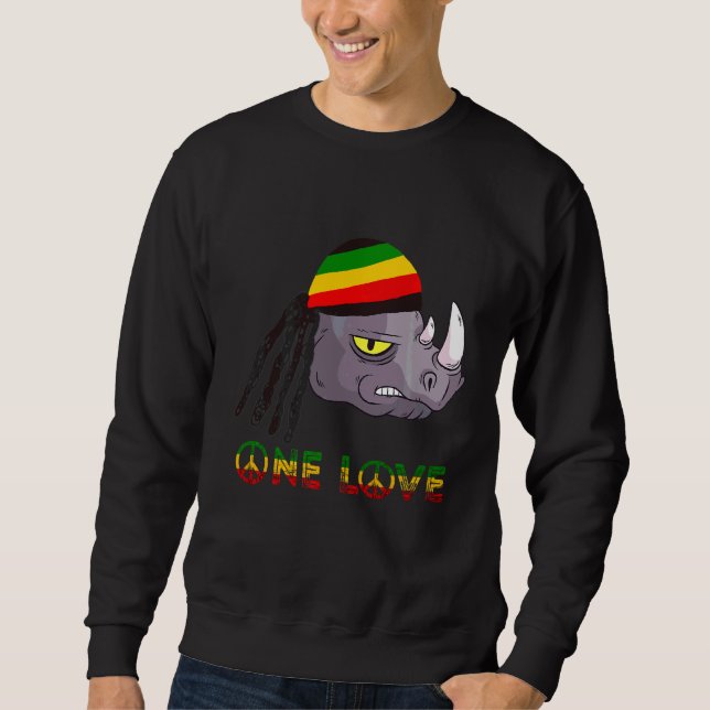 Sudadera Rasta Rhino Reggae One Love Rastafarian Roots Jama (Anverso)