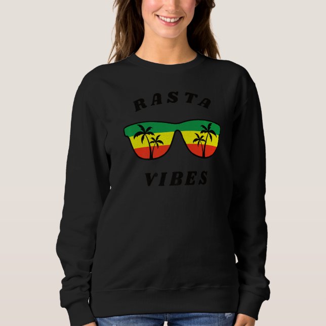 Sudadera Rasta Vibes Reggae Rastafari Palm Tree Tropical Su (Anverso)
