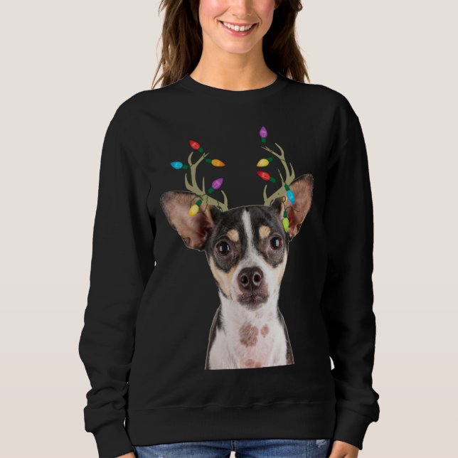 Sudadera Rat Terrier Reindeer Navidad Perro (Anverso)