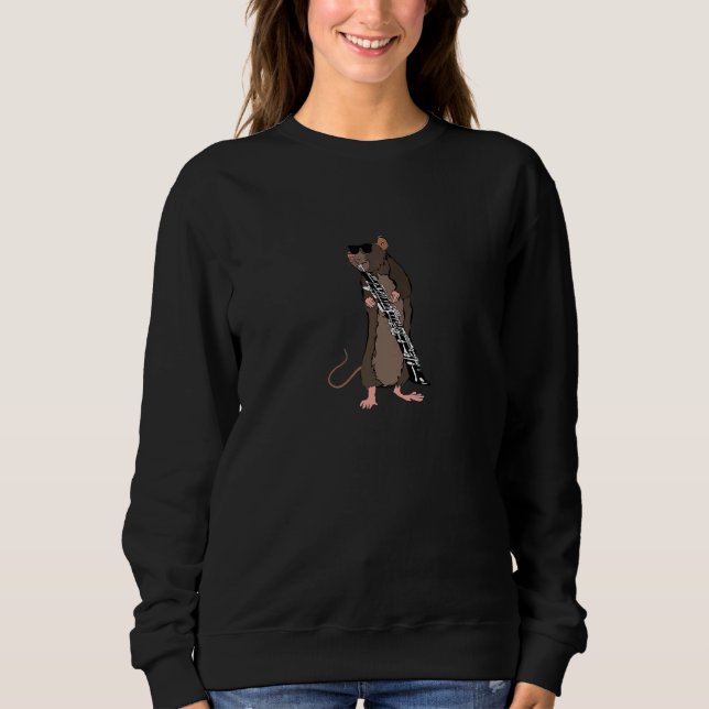 Sudadera Rat Wearing Sungafas Jugando Oboe (Anverso)