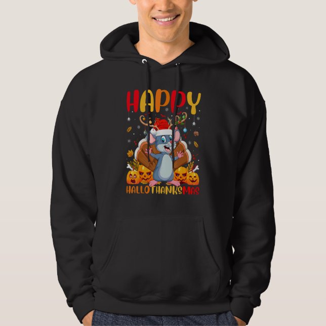 Sudadera Rata Animal  Rata Feliz Hellothanksmas (Anverso)