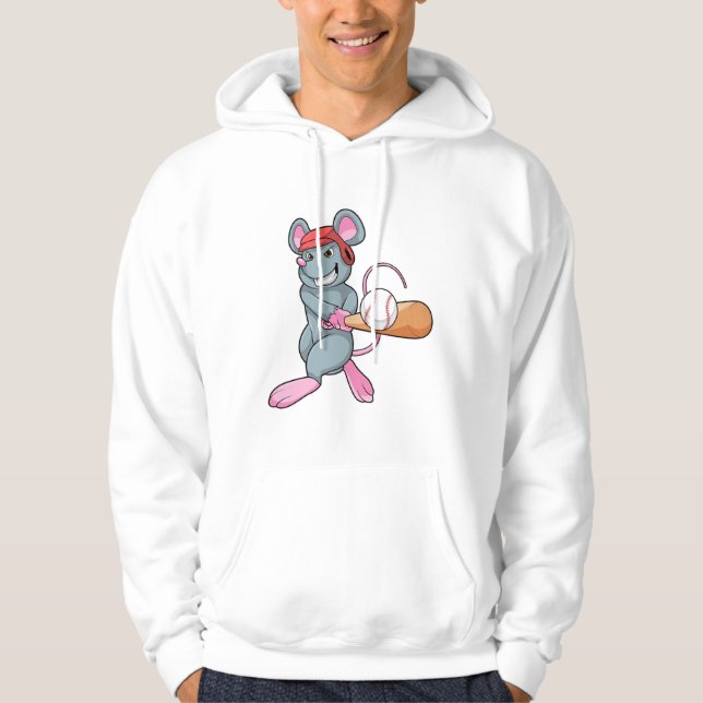 Sudadera Rata en béisbol con bate de béisbol y casco (Anverso)