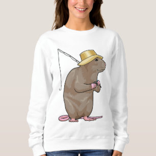 Sudadera Rata en la pesca con barra de pesca