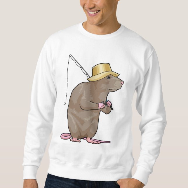 Sudadera Rata en la pesca con barra de pesca (Anverso)