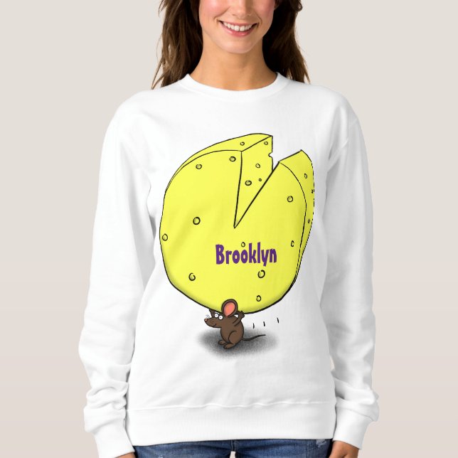 Sudadera Ratón blanco con ilustracion personalizado de ques (Anverso)