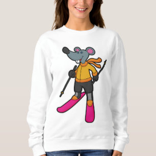 Sudadera Ratón como esquiador con esquí