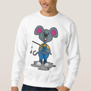 Sudadera Ratón como pescador con barra de pesca