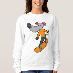 Sudadera Ratón como snowboard con Snowboard