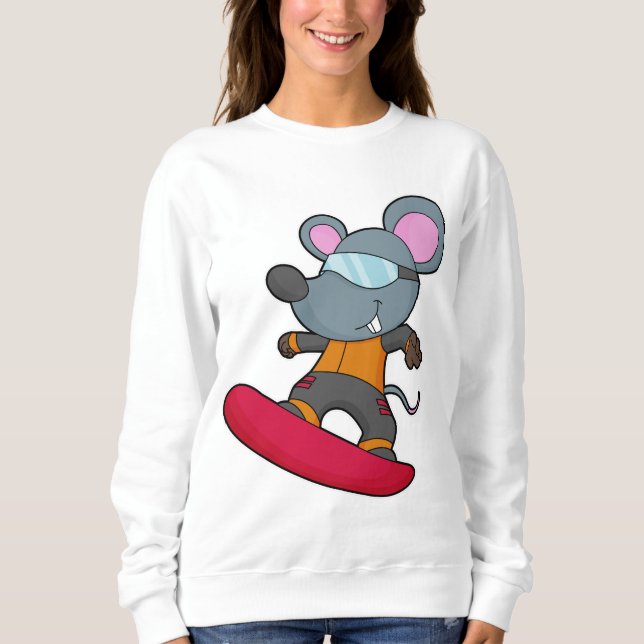 Sudadera Ratón como snowboard con Snowboard (Anverso)