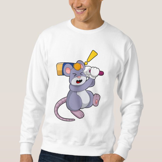 Sudadera Ratón en el cricket con bate de críquet (Anverso)