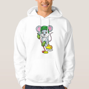 Sudadera Ratón en hockey sobre hielo con bastón de hockey s