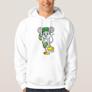 Sudadera Ratón en hockey sobre hielo con palo de hockey