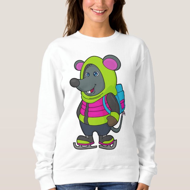 Sudadera Ratón en patinaje sobre hielo con patines de hielo (Anverso)