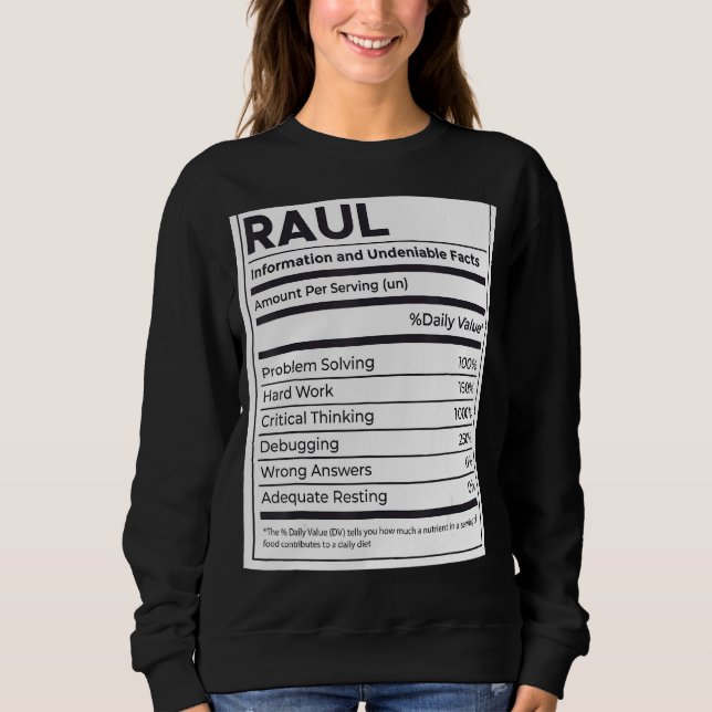 Sudadera Raul Nutrition Information Problement Solucionando (Anverso)