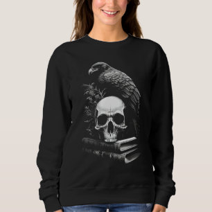 Sudadera Raven Bird, Skull Y Books Witchy Academia Oculta