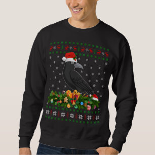 Sudadera Raven Crow Bird Lover Xmas Santa Hat Ugly Crow Chr