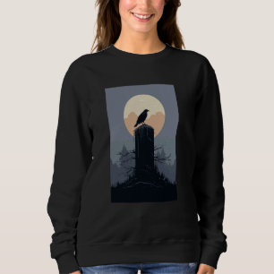 Sudadera Raven Gótico Estético En Una Piedra Tombónica