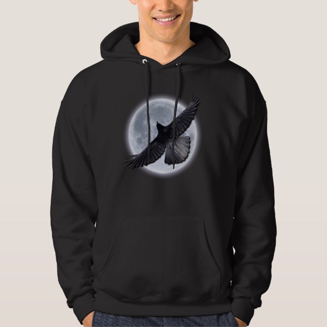 Sudadera RAVEN NEGRA QUE ABRAZA LA LUNA Hoodie (Anverso)