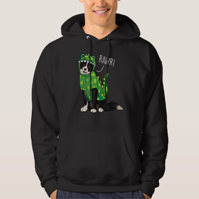 Sudadera Rawr Border Collie Dinosaur Dog (Anverso)