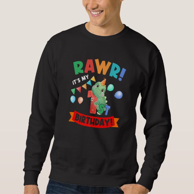 Sudadera Rawr es mi primer cumpleaños, primer cumpleaños, K (Anverso)