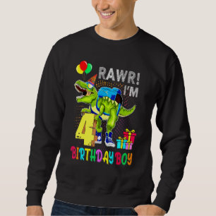 Sudadera Rawr Im 4 Aniversario Del Día Del Niño Dinosaurio