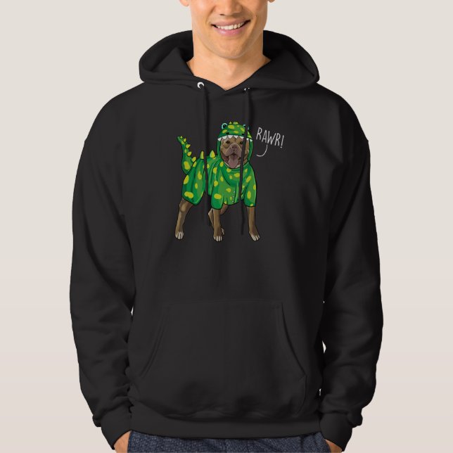 Sudadera Rawr Pitbull Dinosaur Costume Perro (Anverso)