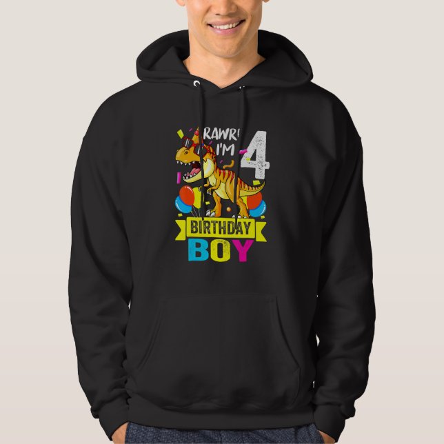 Sudadera Rawr, soy el cuarto cumpleaños de Dinosaur Rex de  (Anverso)