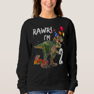 Sudadera Rawr Tengo 2 años, soy Fiesta de Dinosaurio Rex po