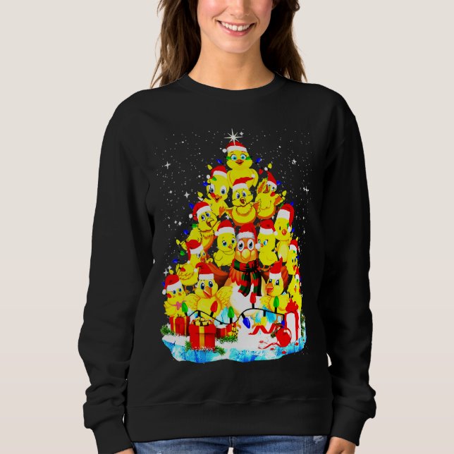Sudadera Rayas de árbol de navidad de pollo (Anverso)