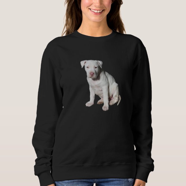 Sudadera Raza de perro de cachorro blanco de toro blanco (Anverso)