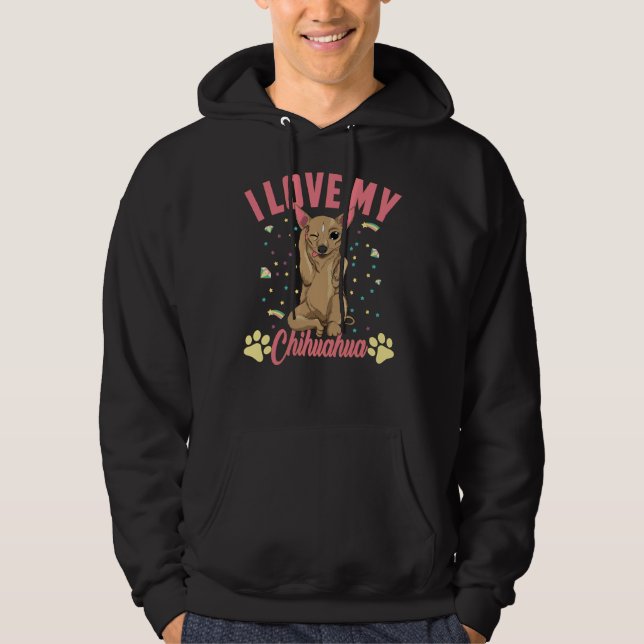 Sudadera Raza de perro me encanta mi perro chihuahua (Anverso)