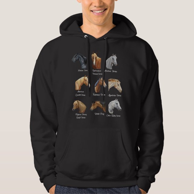 Sudadera Razas de caballos Montar a caballo para niñas (Anverso)