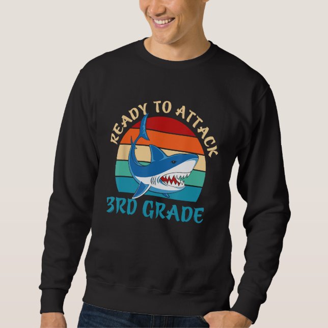 Sudadera Ready To Attack 3rd Grade Third  Retro Shark Stude (Anverso)