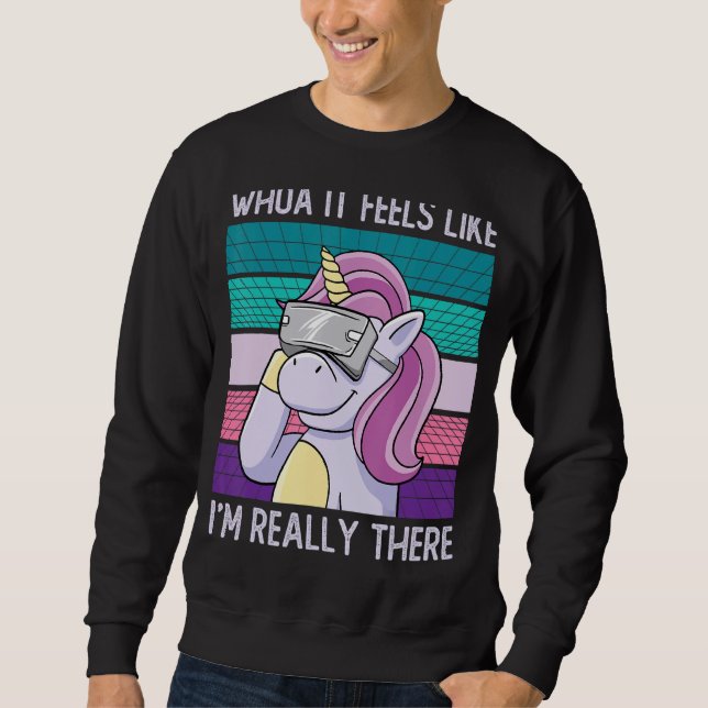 Sudadera Realidad virtual unicornio Vr Gamer Rainbow Magic  (Anverso)