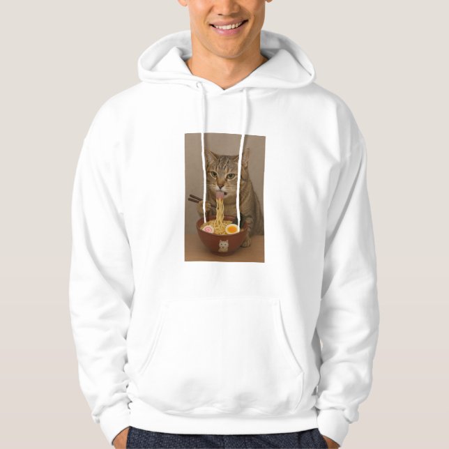 Sudadera Realistic Funny Cat Eating Ramen | Graphic Tee (Anverso)