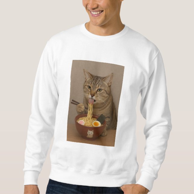 Sudadera Realistic Funny Cat Eating Ramen | Graphic Tee (Anverso)