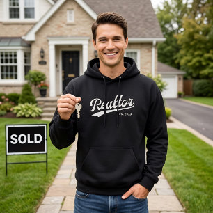 Sudadera Realtor EST Año Tipeografía de guión de béisbol Un