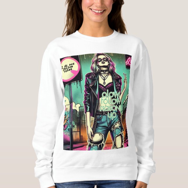 Sudadera Rebel Girl – I Do Not Follow Rules (Anverso)