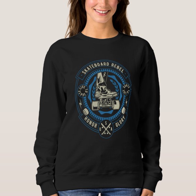 Sudadera Rebelde en monopatín para Skateboarder Retro 6 (Anverso)
