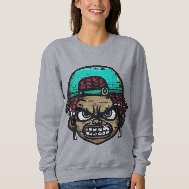 Sudadera Rebelde Urbano: Cara estilo graffiti (Anverso)